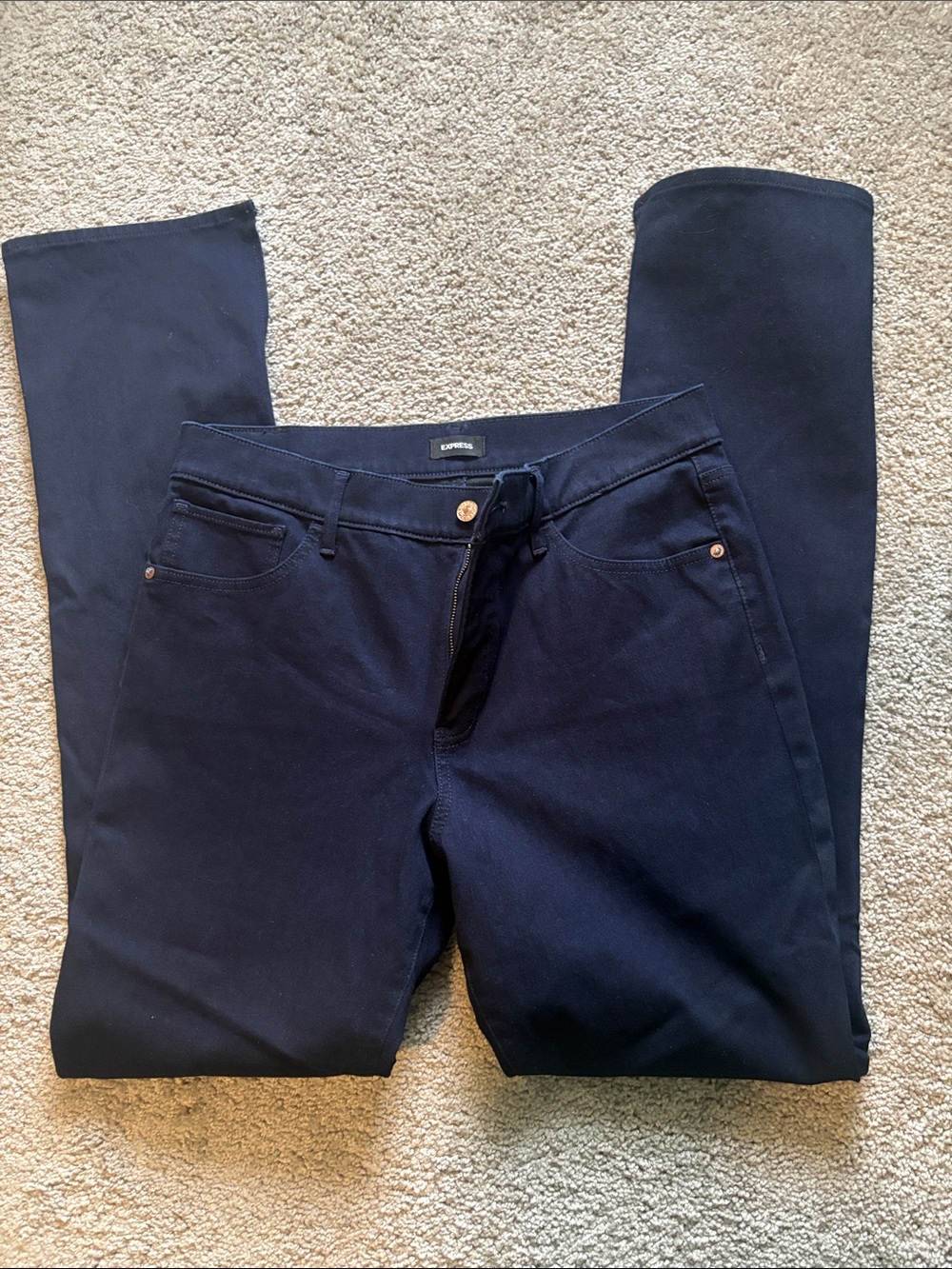 Express Women's skyscraper mid rise Navy Straight Leg Jeans 14R